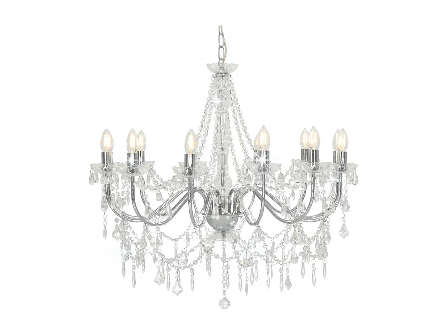 Kroonluchter met kralen 12xE14 zilverkleurig