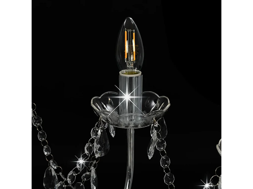 Kroonluchter met kralen 12xE14 zilverkleurig