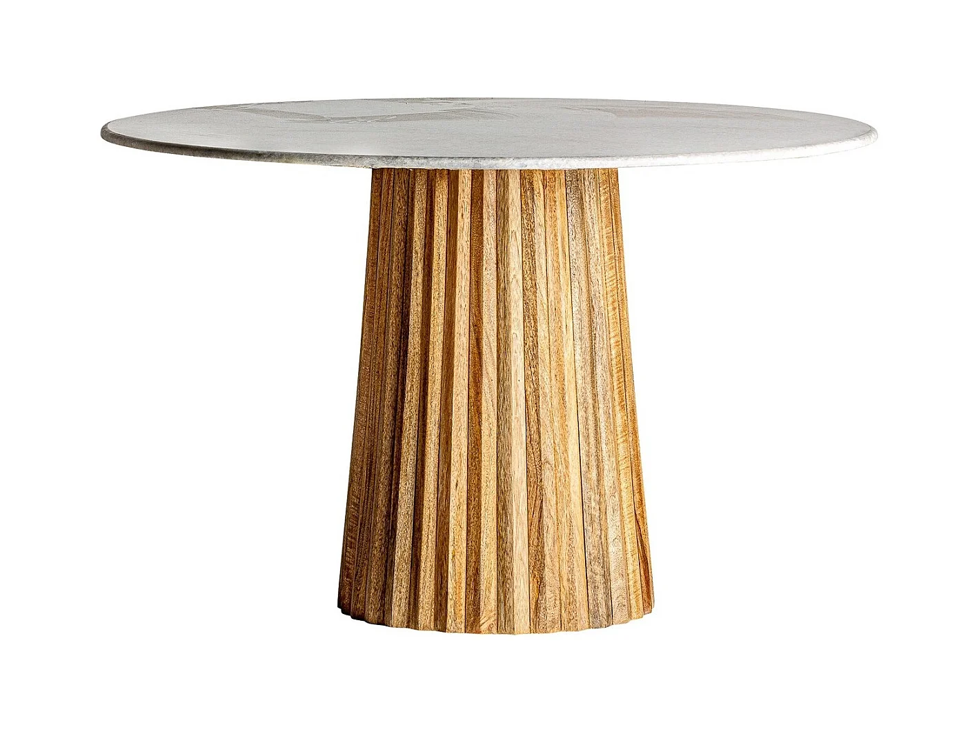 Table à manger ronde bois plissé et marbre 120cm José Manuel Ferrero d’Estudi-Couleur Naturel