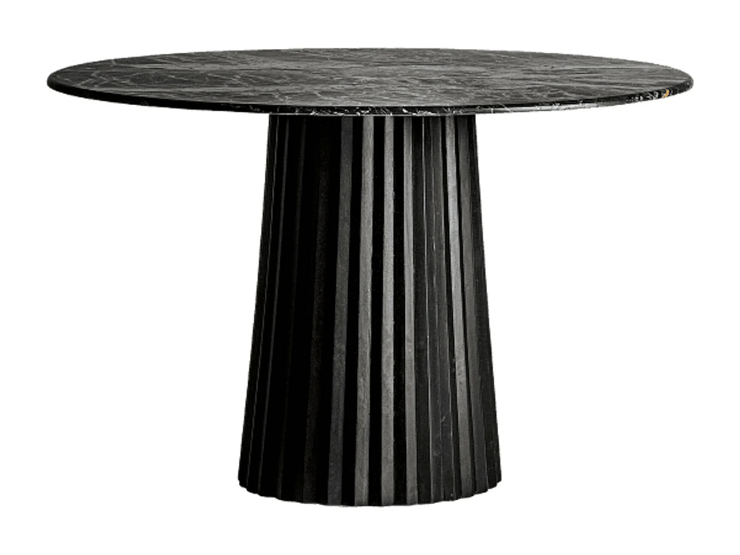 Table à manger ronde bois plissé et marbre 120cm José Manuel Ferrero d’Estudi-Couleur Naturel