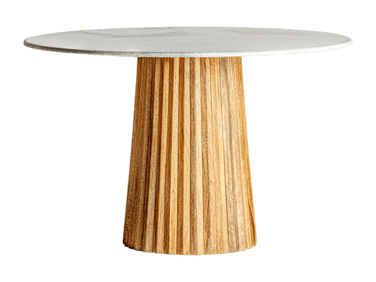 Table à manger ronde bois plissé et marbre 120cm José Manuel Ferrero d’Estudi-Couleur Naturel