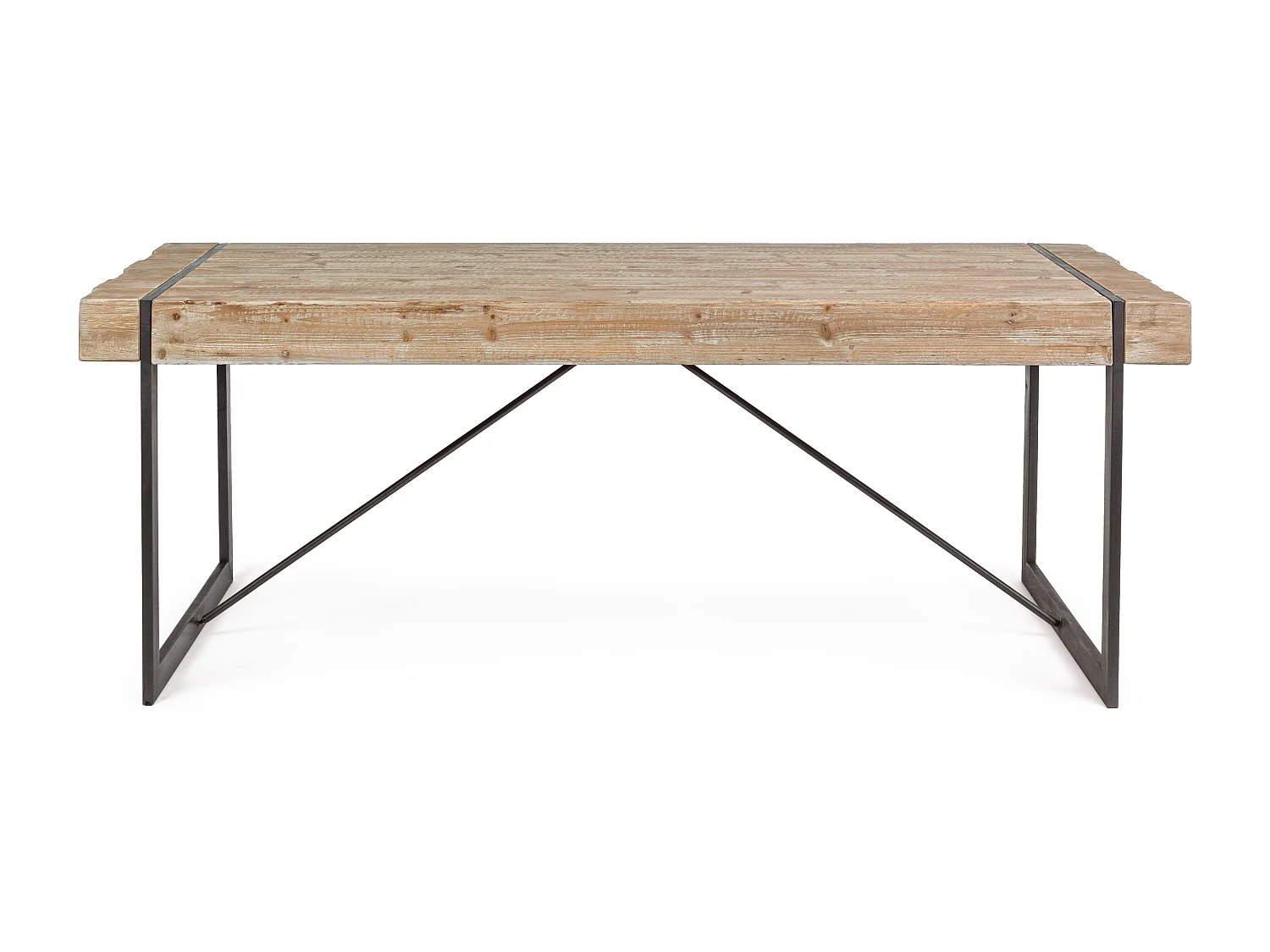 Garty sparrenhouten eettafel en zwart stalen poten 200 cm