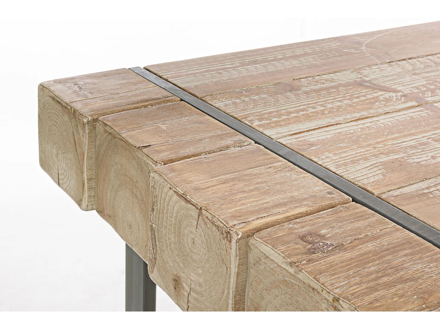 Garty sparrenhouten eettafel en zwart stalen poten 200 cm