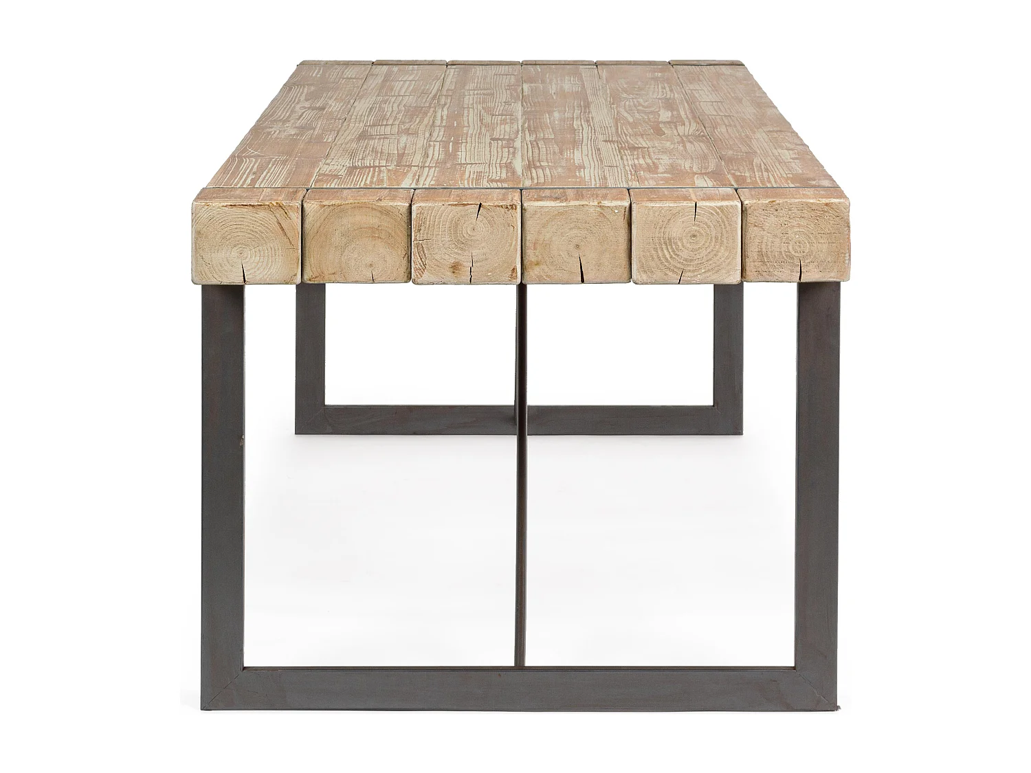 Garty sparrenhouten eettafel en zwart stalen poten 200 cm