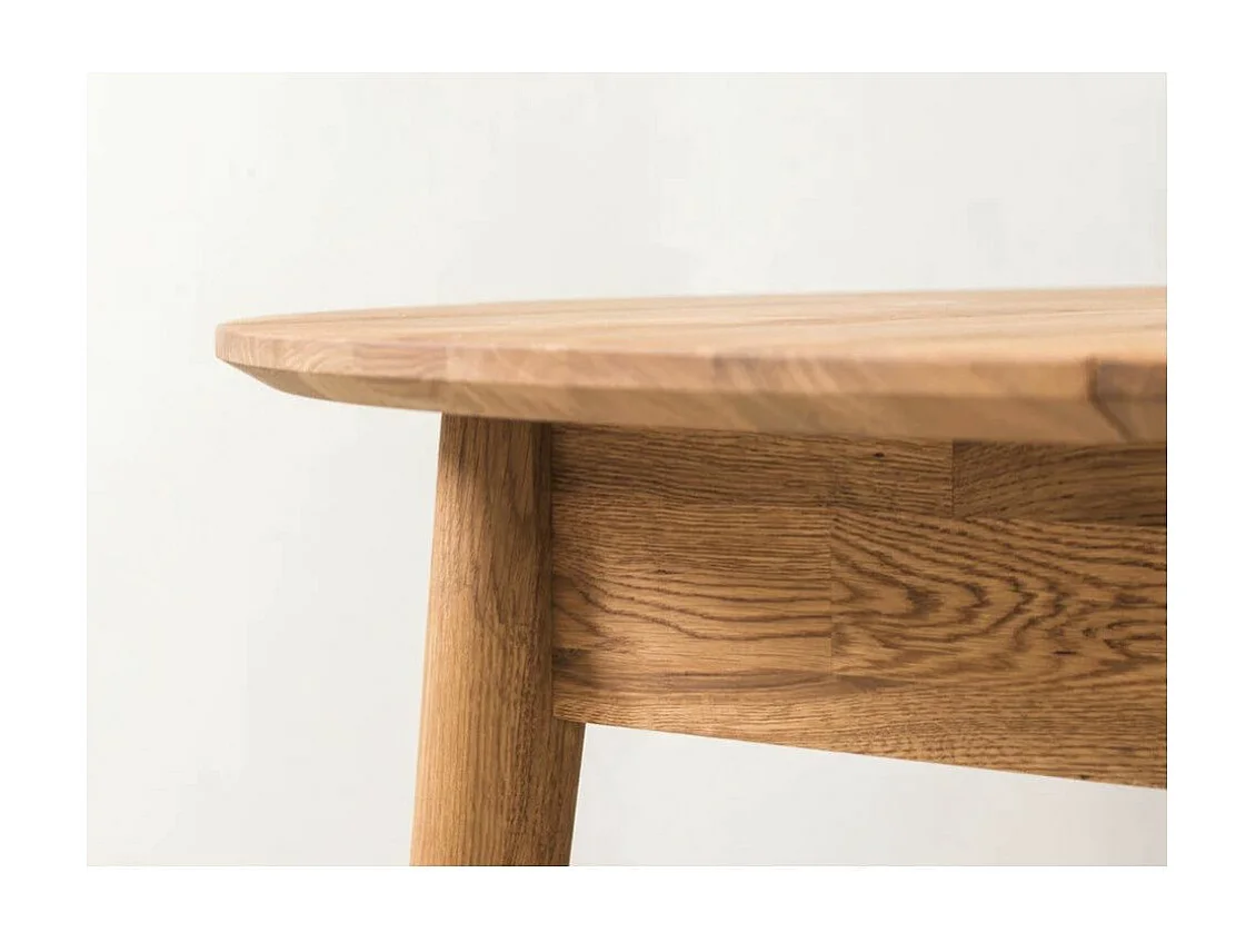 Table à manger ronde 100cm en bois de chêne massif Kundy