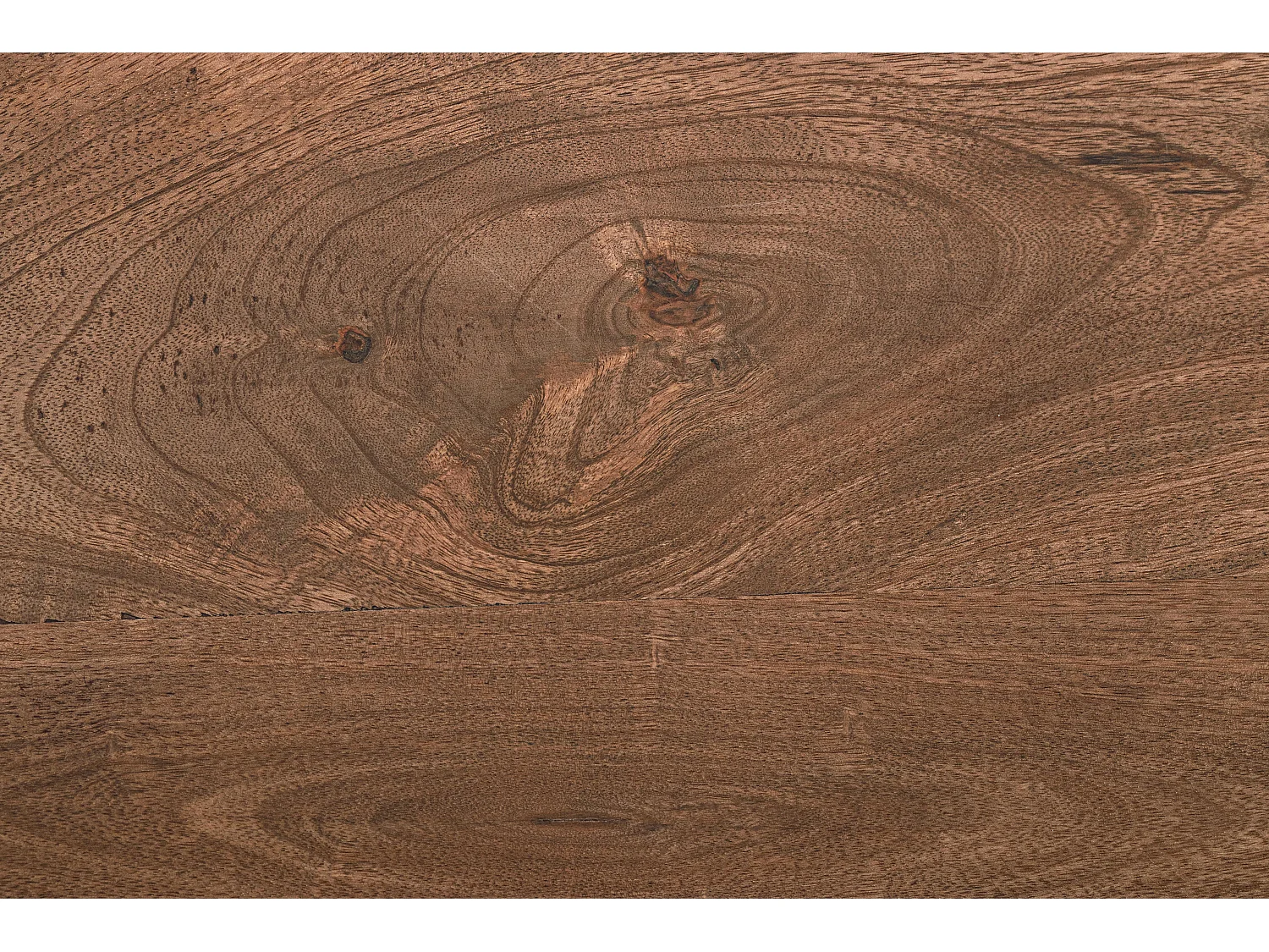 Table à manger bois de manguier foncé et pieds acier laiton mat Kamy150cm