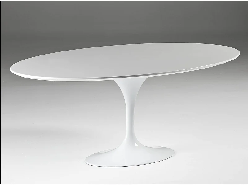 Table à manger ovale bois blanc et pied métal 200cm