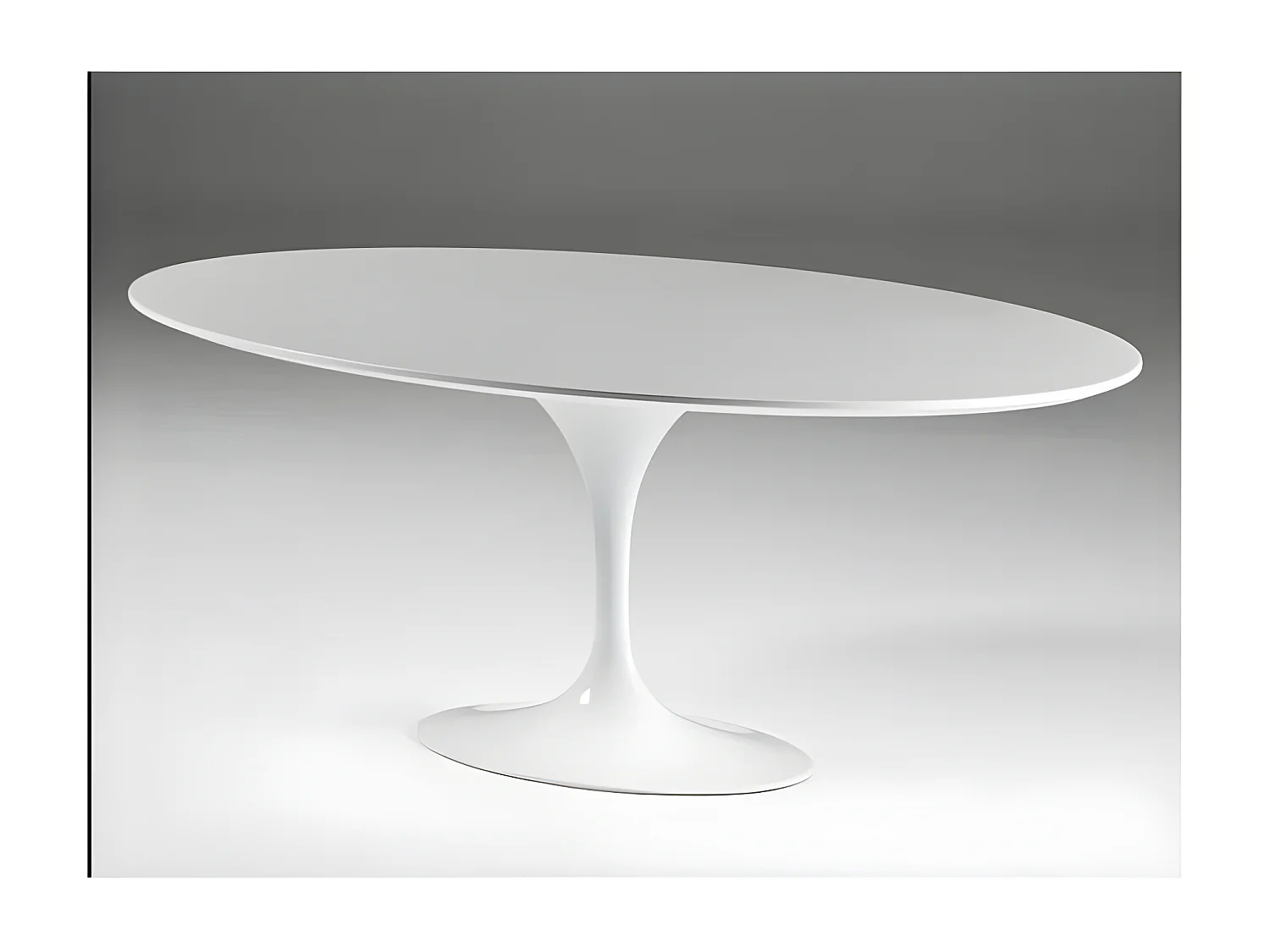 Table à manger ovale bois blanc et pied métal 200cm