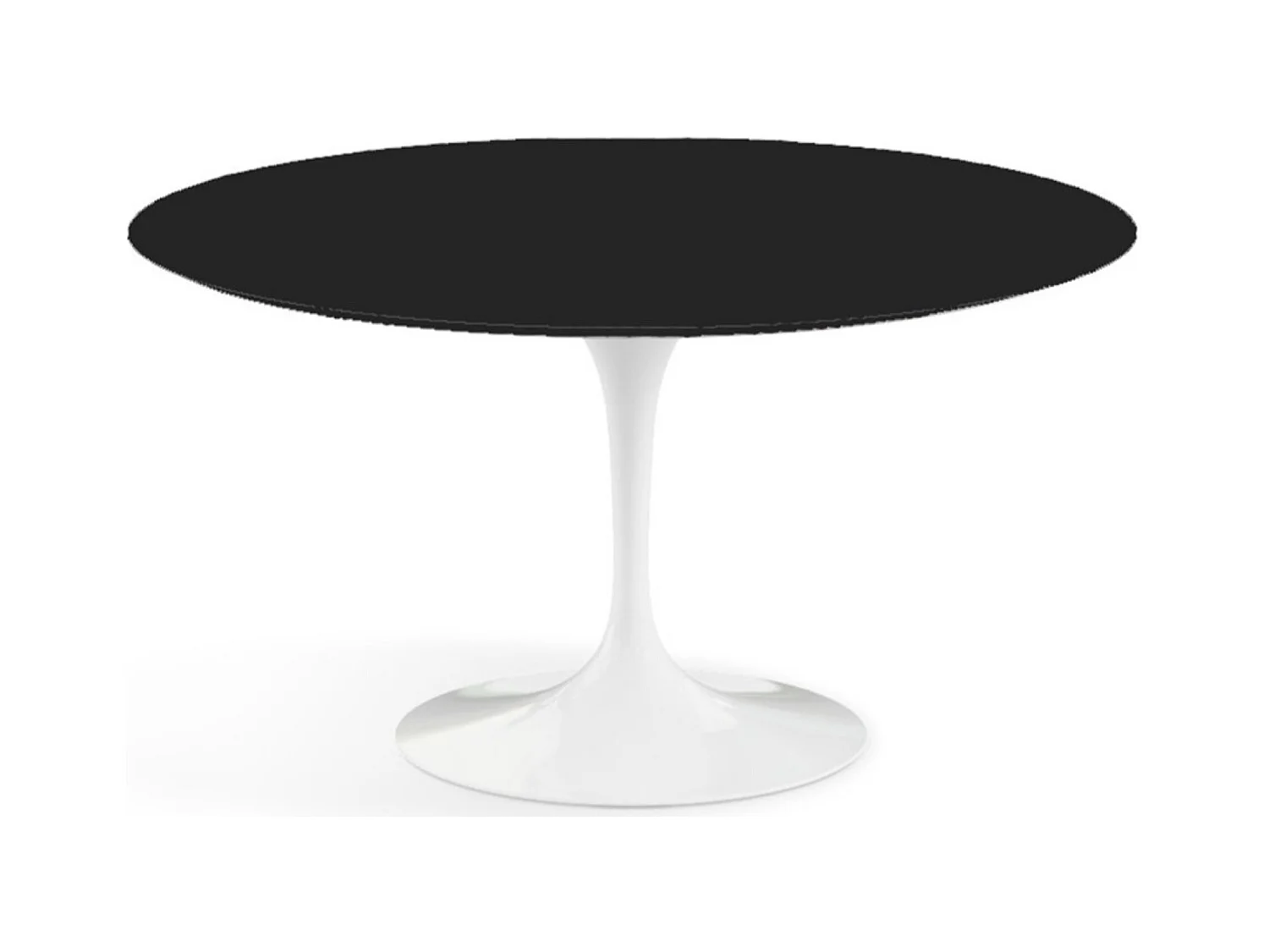 Table tulipe ronde-Plateau Noir mat-Diamètre 180 cm-Piètement Blanc mat