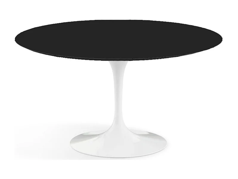 Table tulipe ronde-Plateau Noir mat-Diamètre 180 cm-Piètement Blanc mat