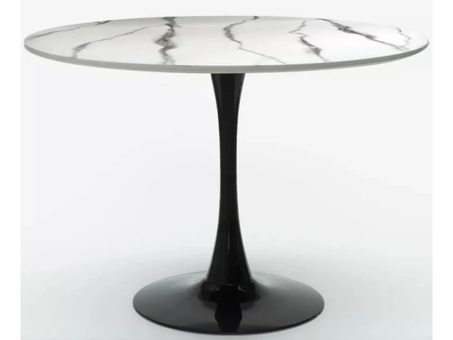 Table ronde moderne noir et effet marbre blanc Tulipa 80cm