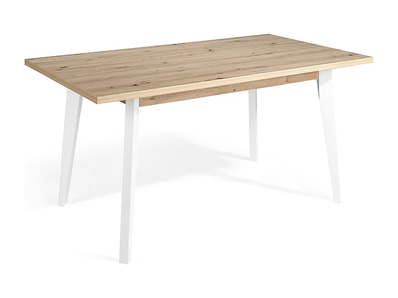 Table à manger en bois chêne clair et pieds bois blanc Kalieto 160cm