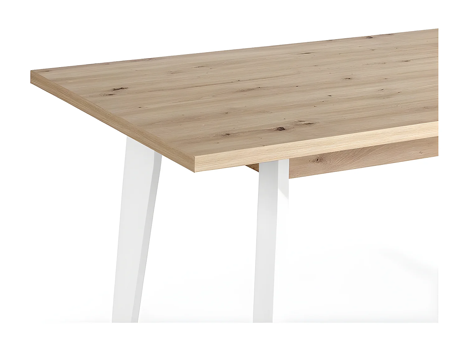 Table à manger en bois chêne clair et pieds bois blanc Kalieto 160cm