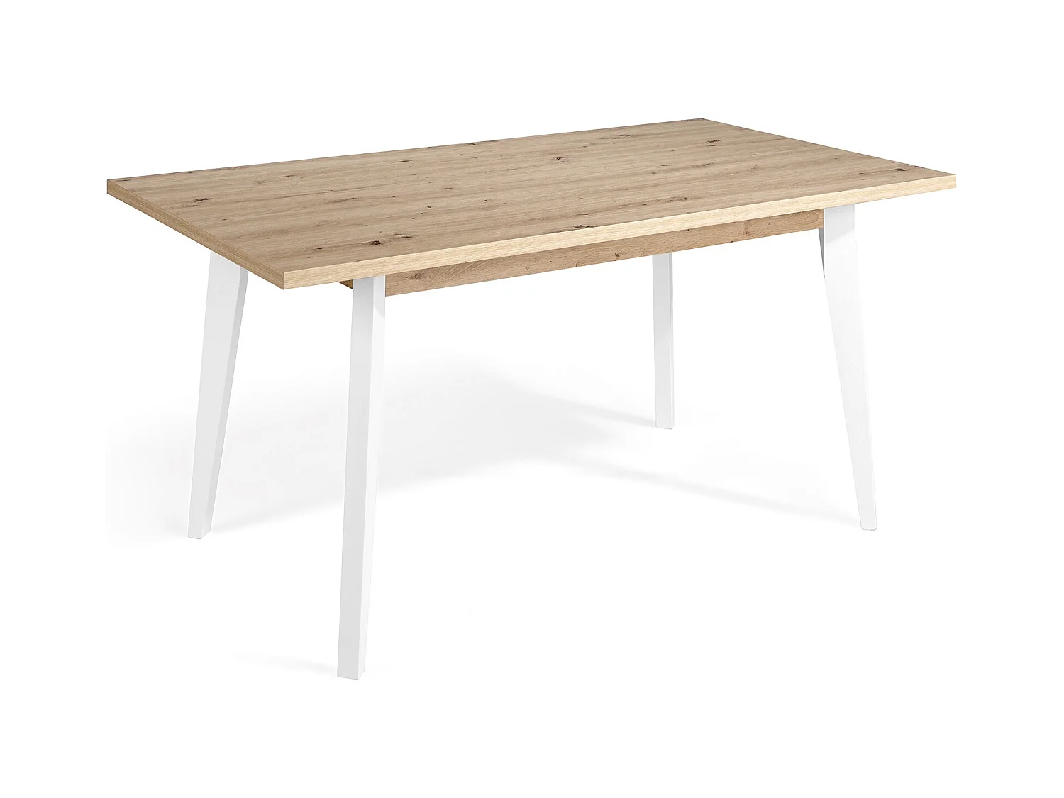 Table à manger en bois chêne clair et pieds bois blanc Kalieto 160cm