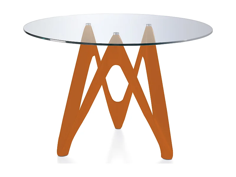 Table ronde design fibre de verre laqué orange Perla-Dimensions D 140 x H 76 cm