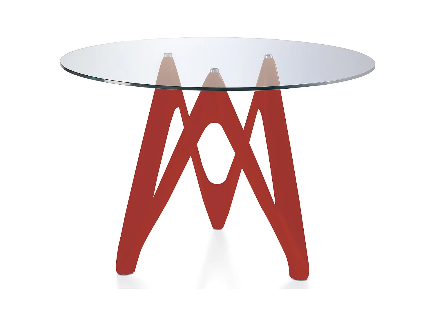 Table ronde design fibre de verre laqué rouge Perla-Dimensions D 120 x H 76 cm