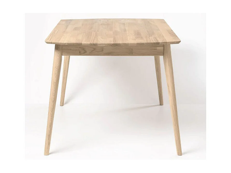 Table à manger rectangulaire 120cm en chêne massif blanchi Kundy