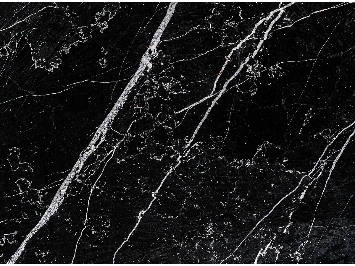 Table à manger ronde céramique et pied acier doré style art déco Korne-Couleur Noir-Diamètre 90 cm