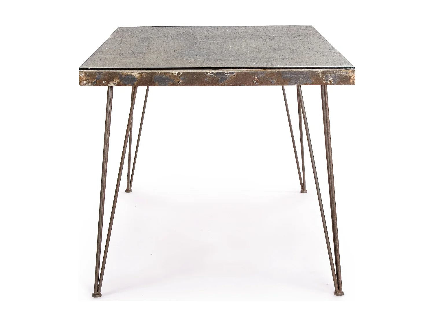 Table à manger en acier et verre avec carte Altas L 160cm