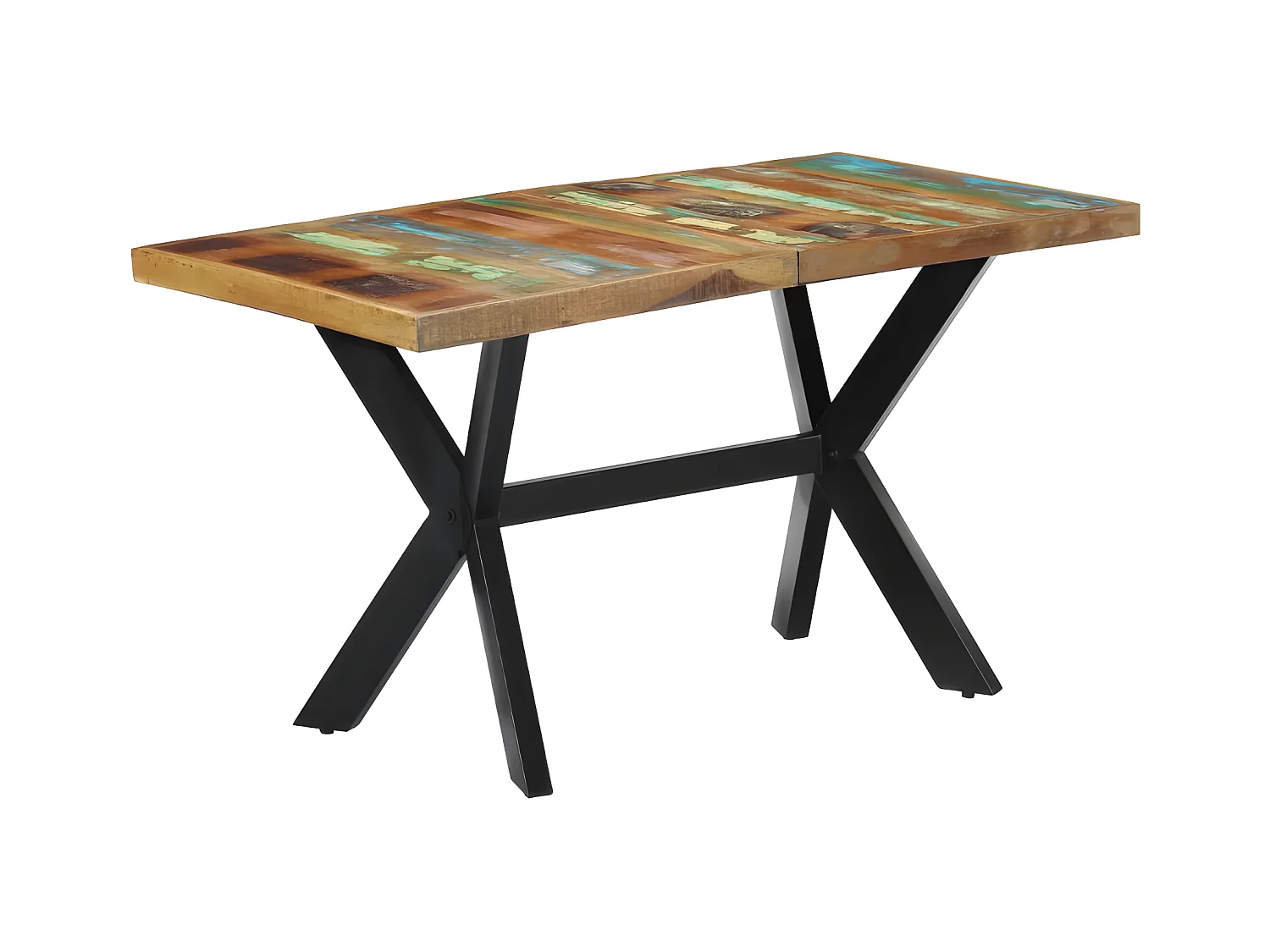 Table à manger bois massif recyclé et pieds métal noir Maxi