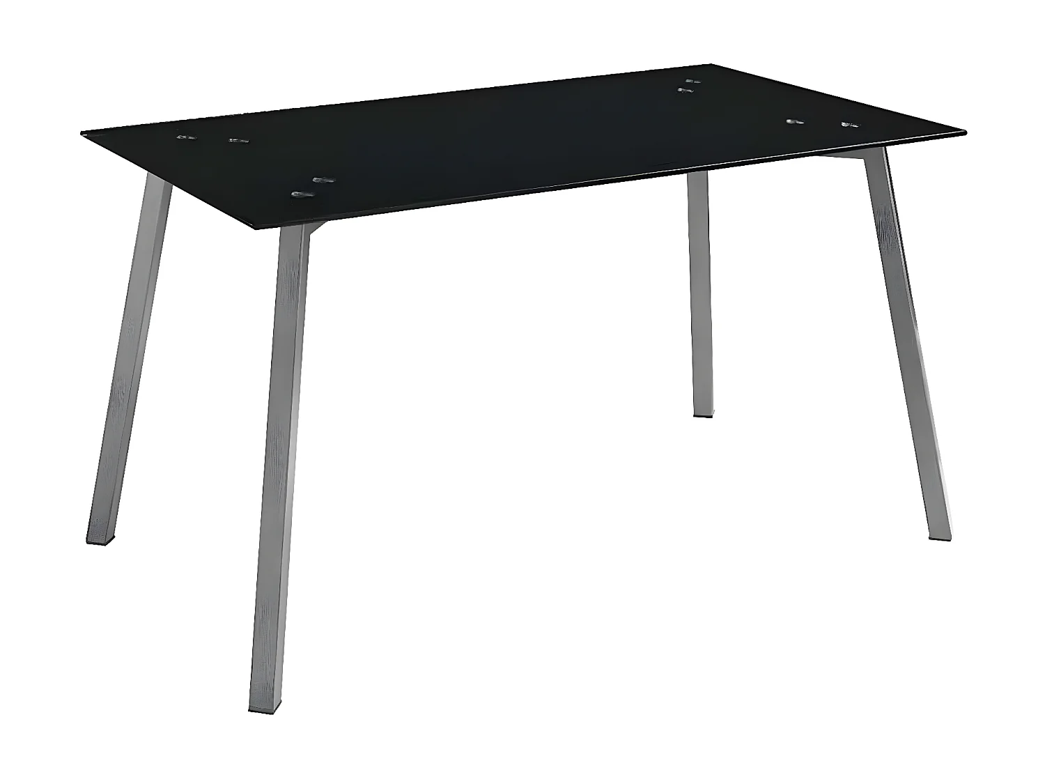 Table en verre trempé noir et pieds métal gris mat Barrio 140cm