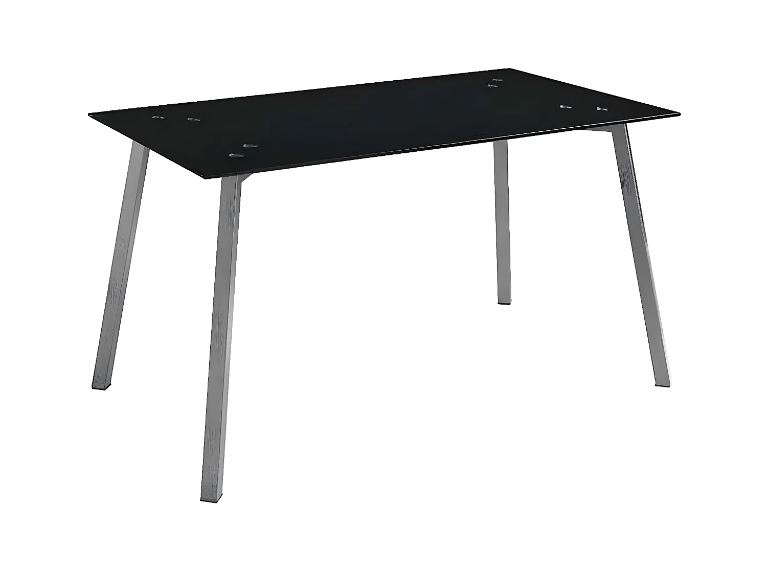 Table en verre trempé noir et pieds métal gris mat Barrio 140cm