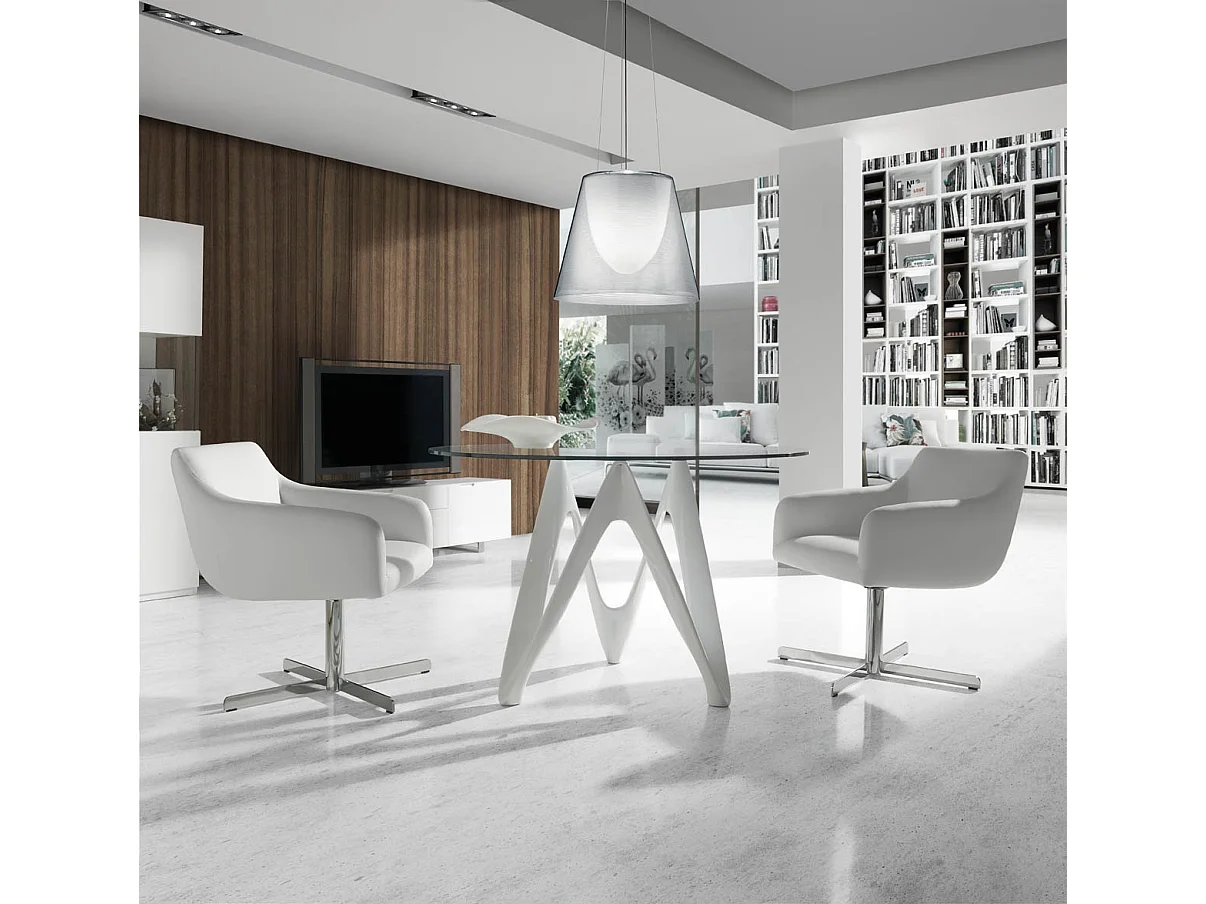 Perla bruin gelakte glasvezel design ronde tafel-Dimensies D 130 x H 76 cm