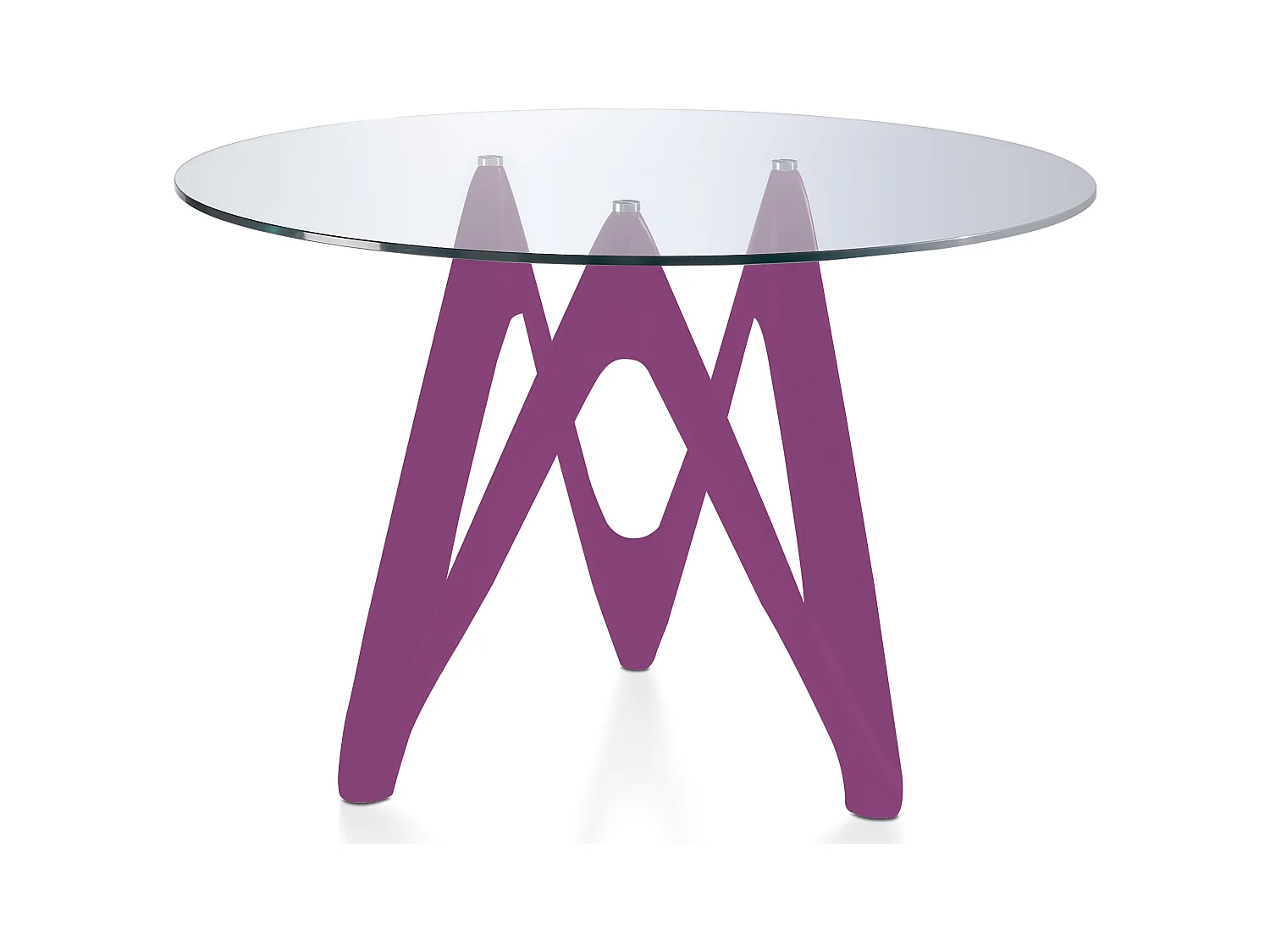 Table ronde plateau verre et pied fibre de verre laqué fuchsia Perla-Dimensions D 140 x H 76 cm