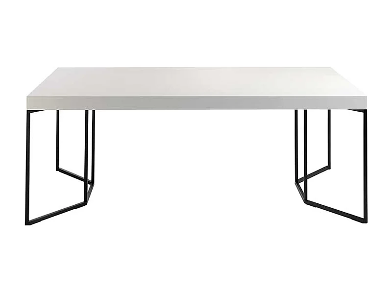 Table à manger blanche laquée et pieds métal noir Proka 200cm