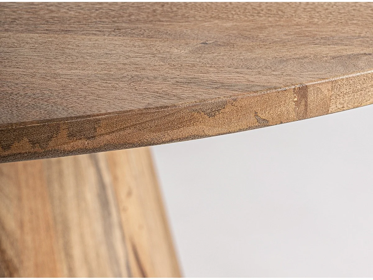 Mesa de comedor Kezah redonda de madera maciza 150 cm
