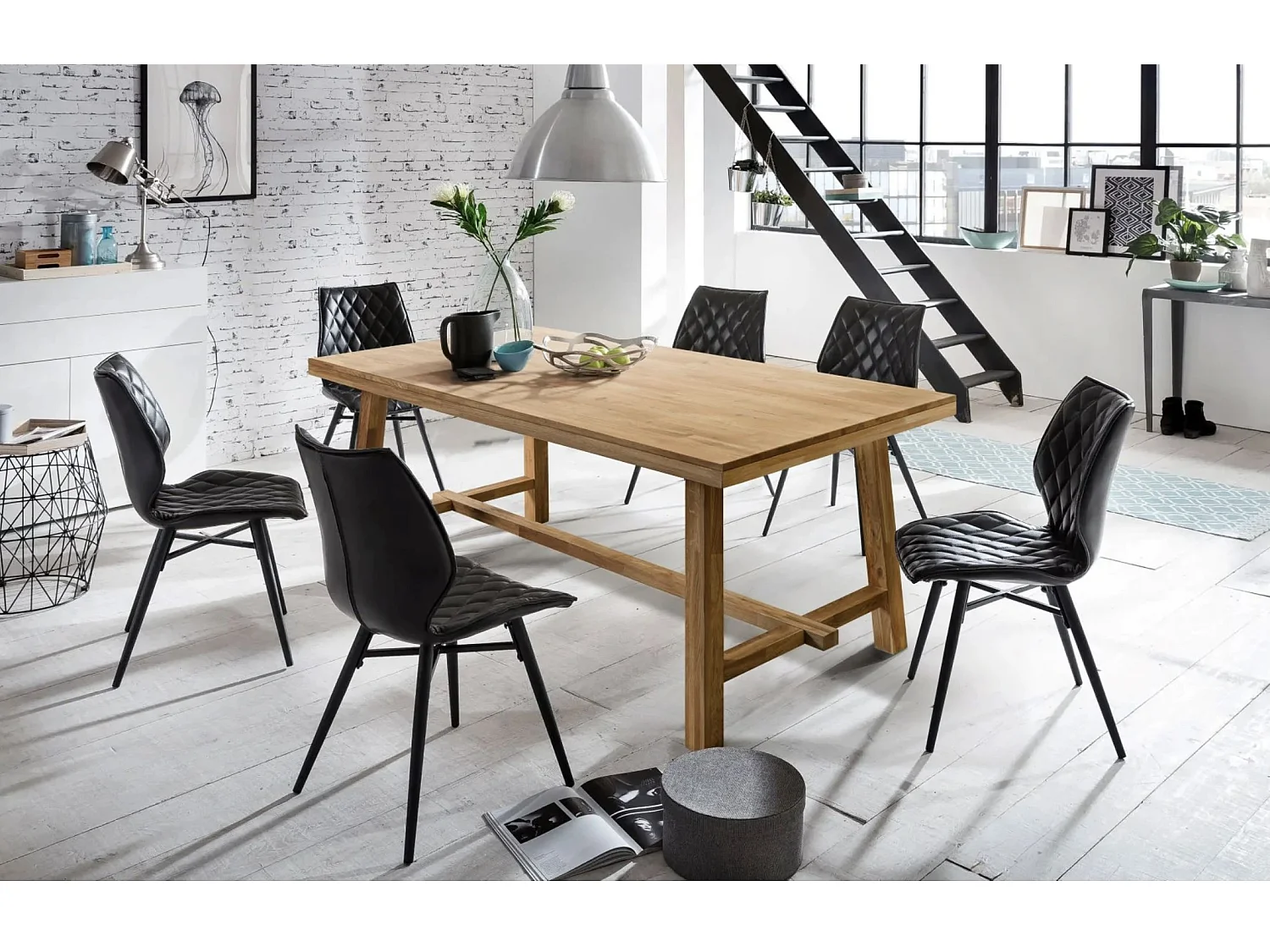 Mesa de comedor Ritza de madera maciza de roble 200 cm