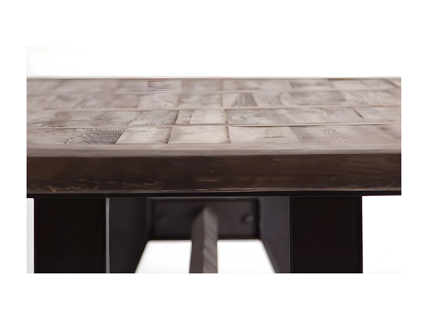 Mesa de comedor Vinka de 240 cm de madera maciza de pino regenerado oscuro y metal negro