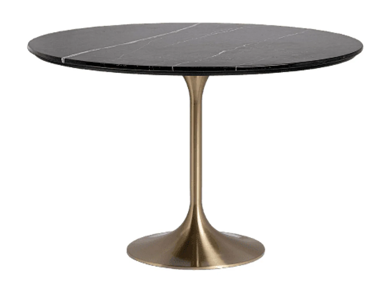 Mesa de comedor Korne redonda de cerámica y patas de acero dorado estilo art déco-Color Blanco-Diámetro 120 cm