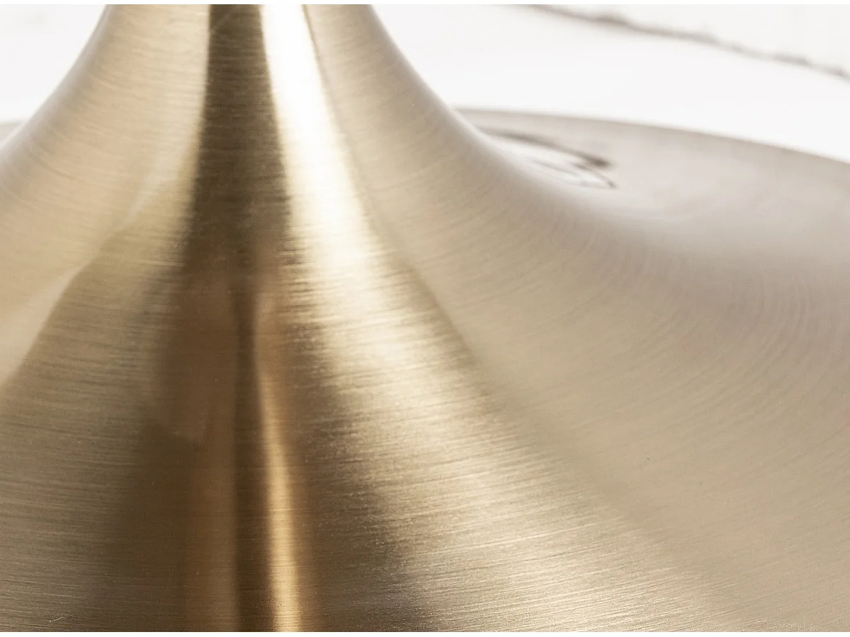 Mesa de comedor Korne redonda de cerámica y patas de acero dorado estilo art déco-Color Blanco-Diámetro 120 cm