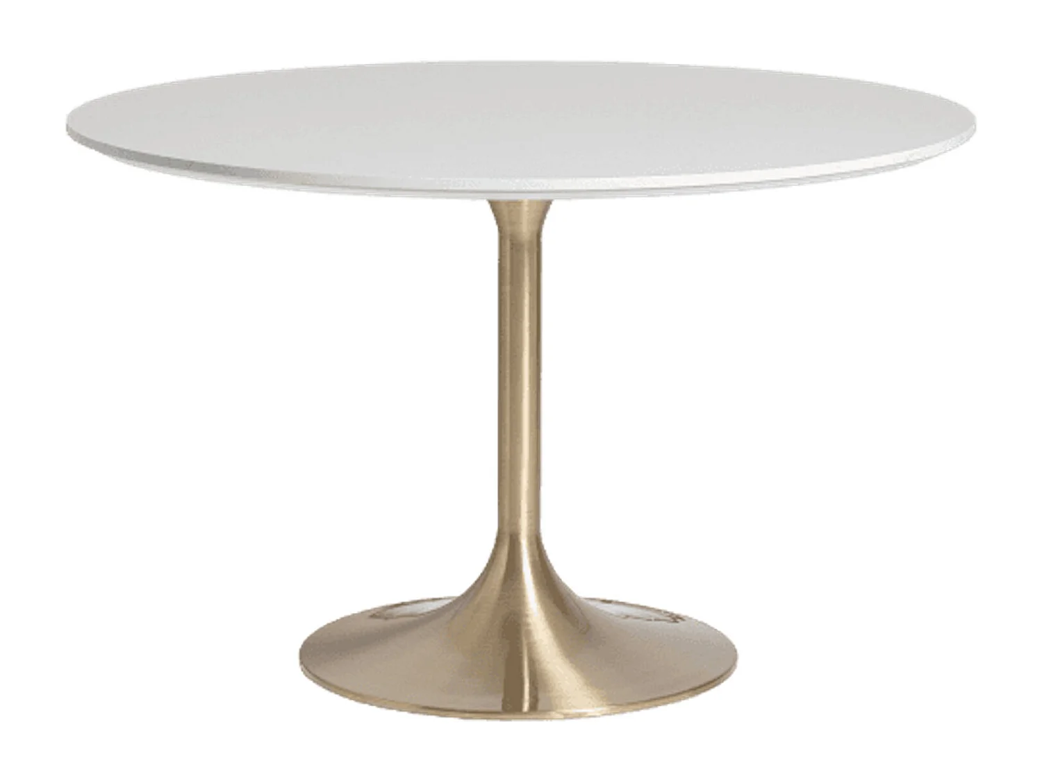 Table à manger ronde céramique et pied acier doré style art déco Korne-Couleur Blanc-Diamètre 120 cm
