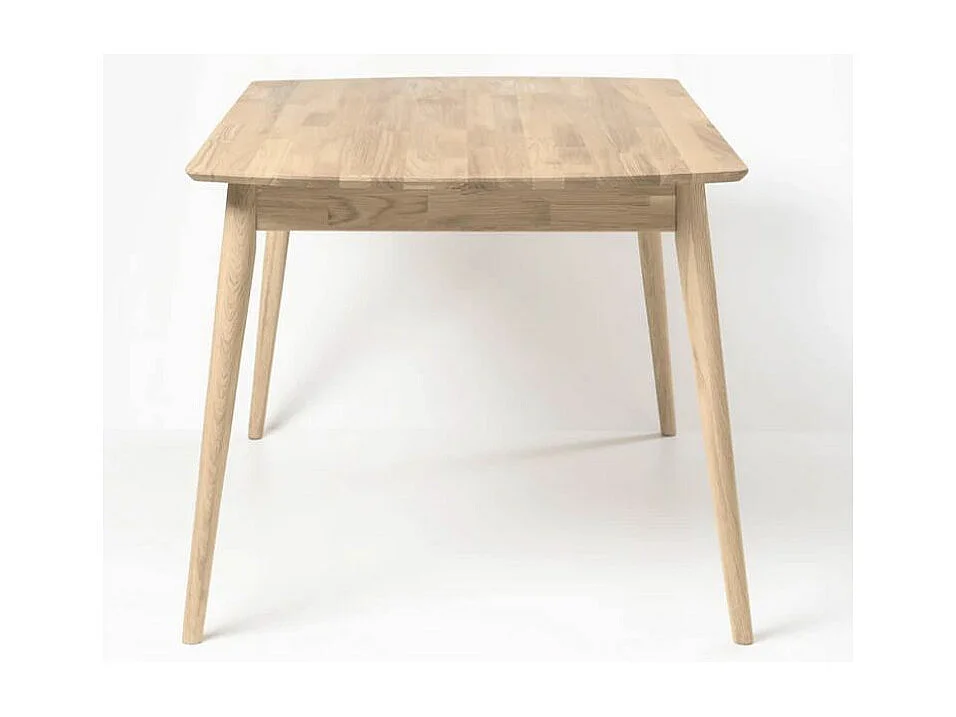 Table à manger rectangulaire 140cm en chêne massif blanchi Kundy