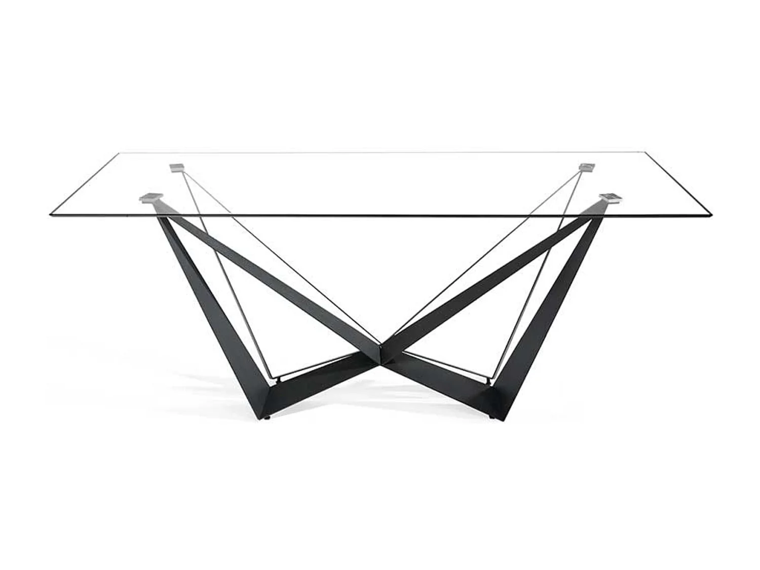 Mesa de comedor Bazika 200 cm de cristal templado con patas de metal negro