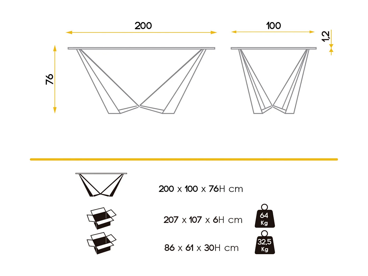 Mesa de comedor Bazika 200 cm de cristal templado con patas de metal negro
