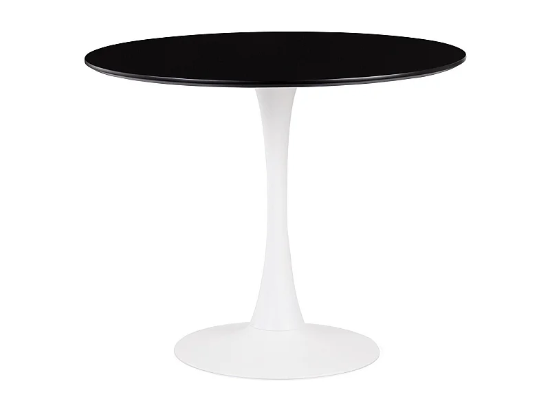 Mesa redonda moderna en madera negra y base de metal blanco Tulipa 120 cm