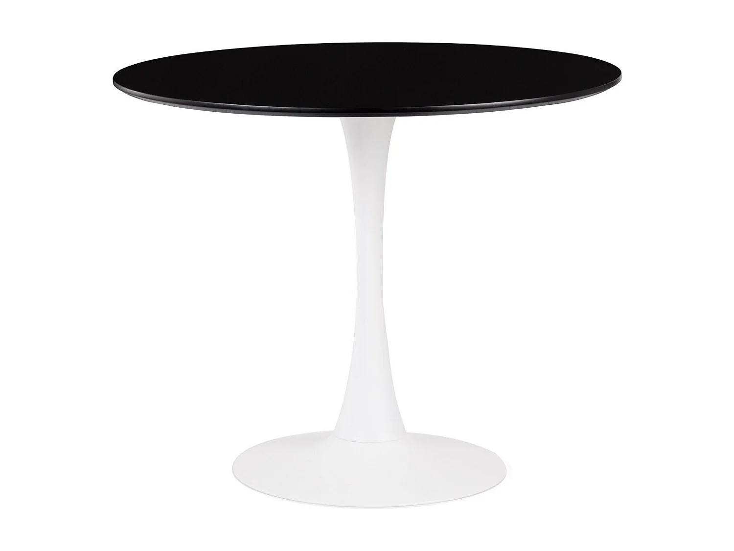 Mesa redonda moderna en madera negra y base de metal blanco Tulipa 120 cm