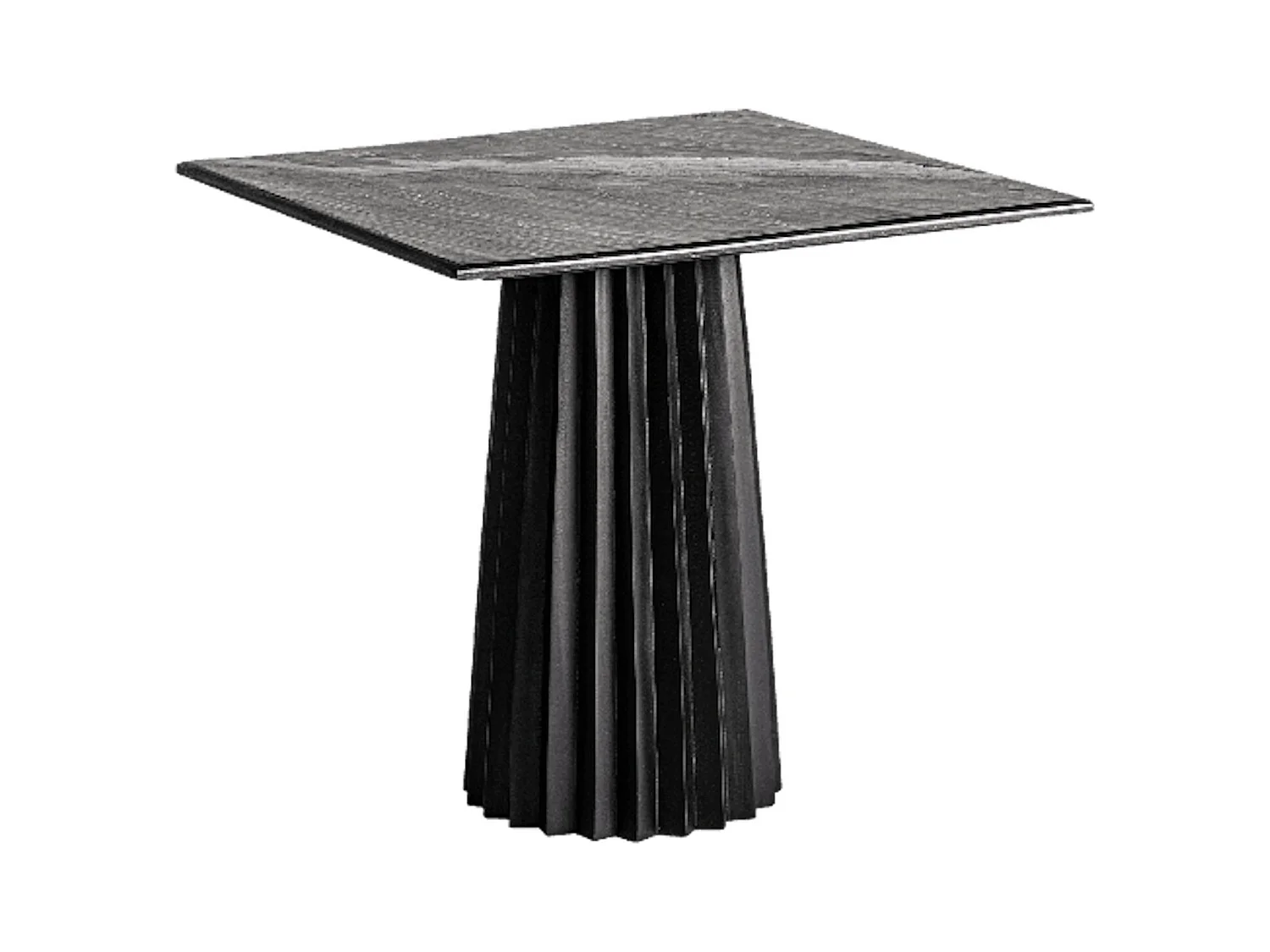 Table à manger carrée bois plissé et marbre 80cm José Manuel Ferrero d’Estudi-Couleur Noir