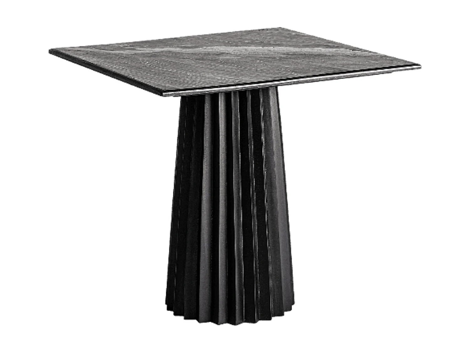 Table à manger carrée bois plissé et marbre 80cm José Manuel Ferrero d’Estudi-Couleur Noir