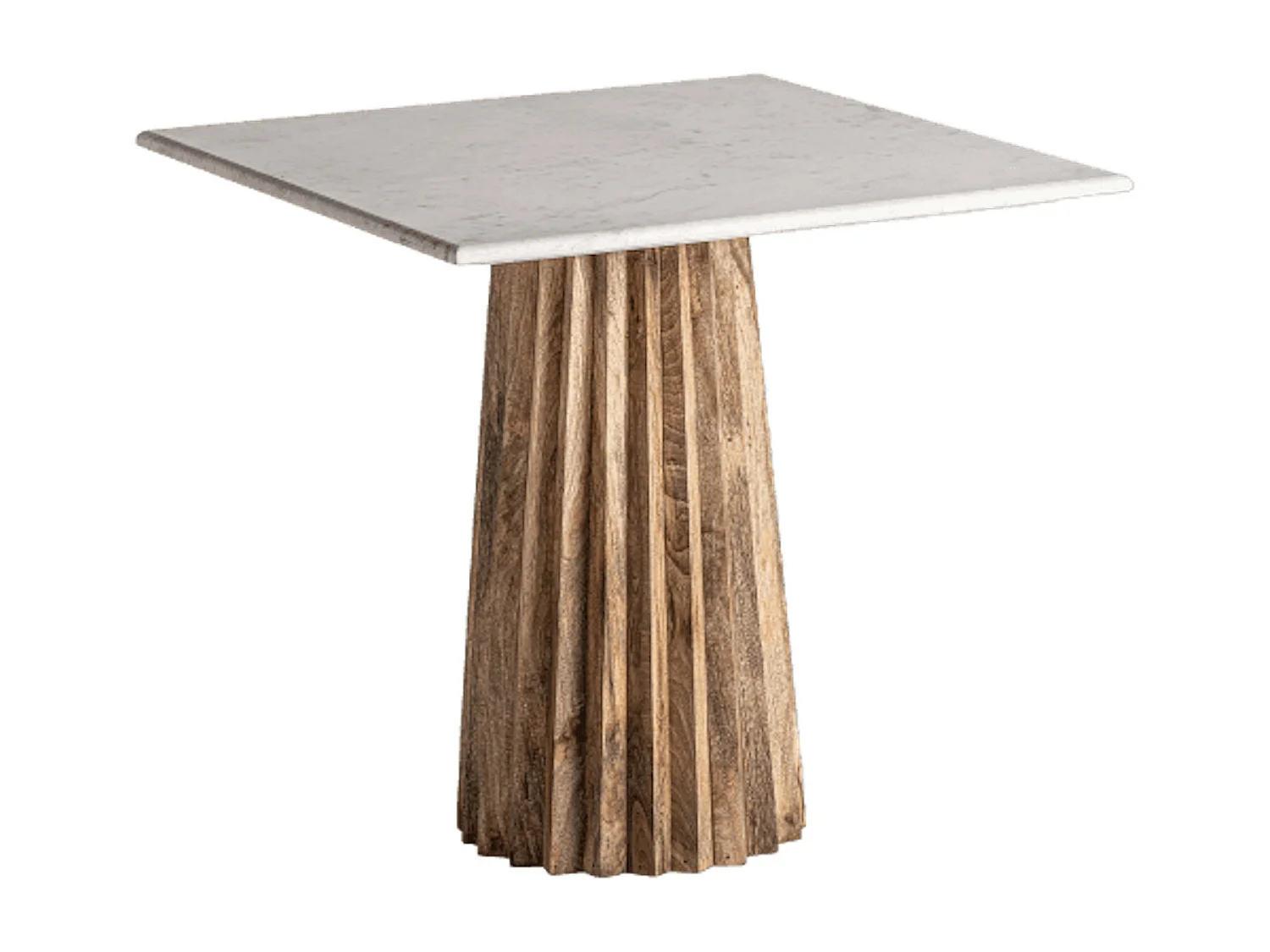 Table à manger carrée bois plissé et marbre 80cm José Manuel Ferrero d’Estudi-Couleur Noir
