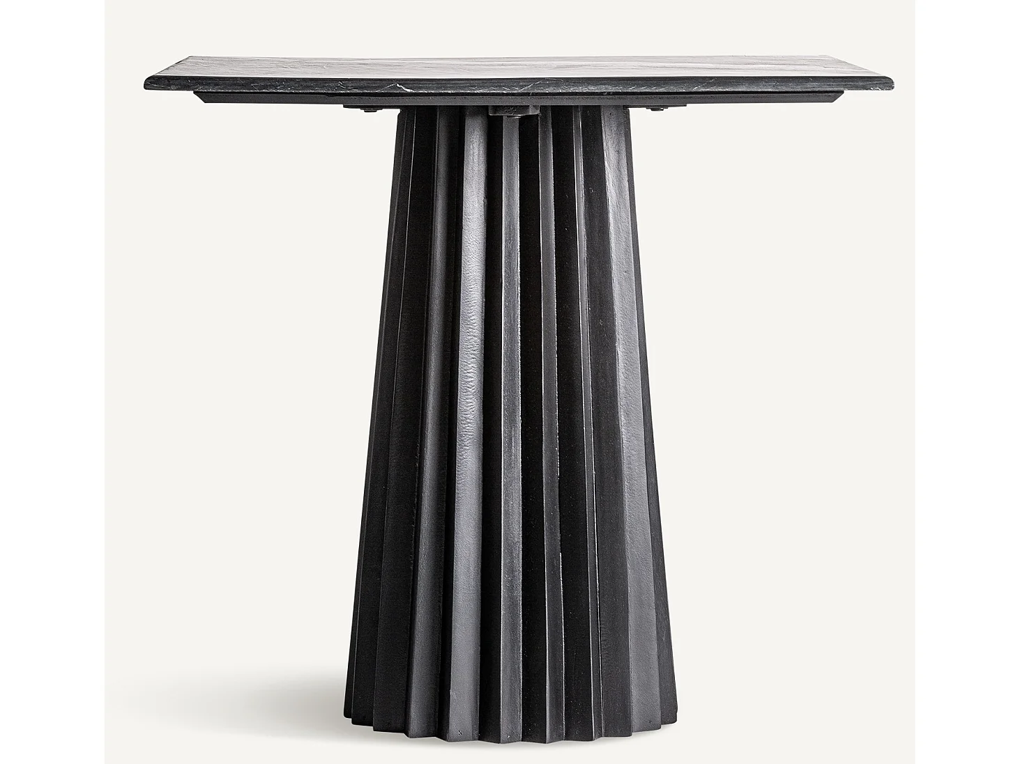 Mesa de comedor José Manuel Ferrero d’Estudi cuadrada en madera plisada y mármol 80 cm-Color Negro