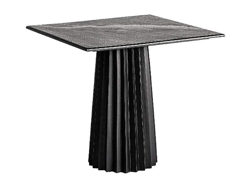Mesa de comedor José Manuel Ferrero d’Estudi cuadrada en madera plisada y mármol 80 cm-Color Negro