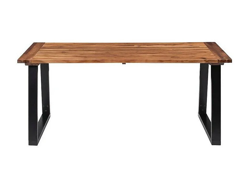 Table à manger acacia massif foncé et pieds métal noir Buji 180cm
