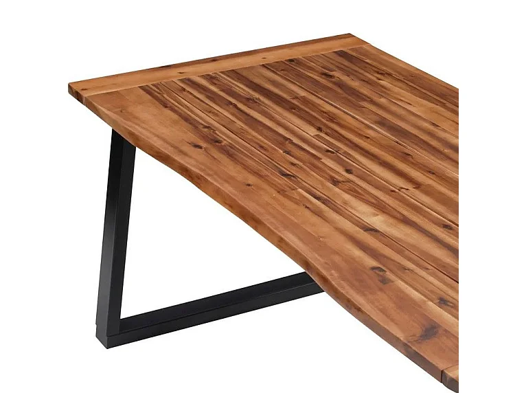 Table à manger acacia massif foncé et pieds métal noir Buji 180cm