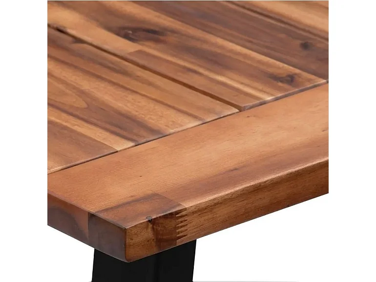 Table à manger acacia massif foncé et pieds métal noir Buji 180cm