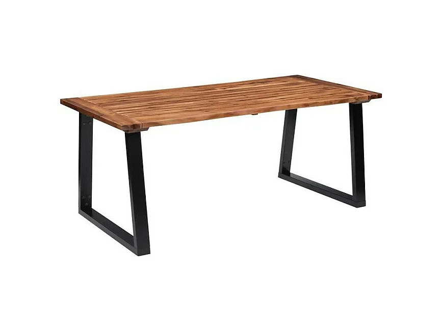 Table à manger acacia massif foncé et pieds métal noir Buji 180cm