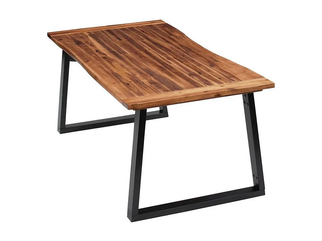 Table à manger acacia massif foncé et pieds métal noir Buji 180cm